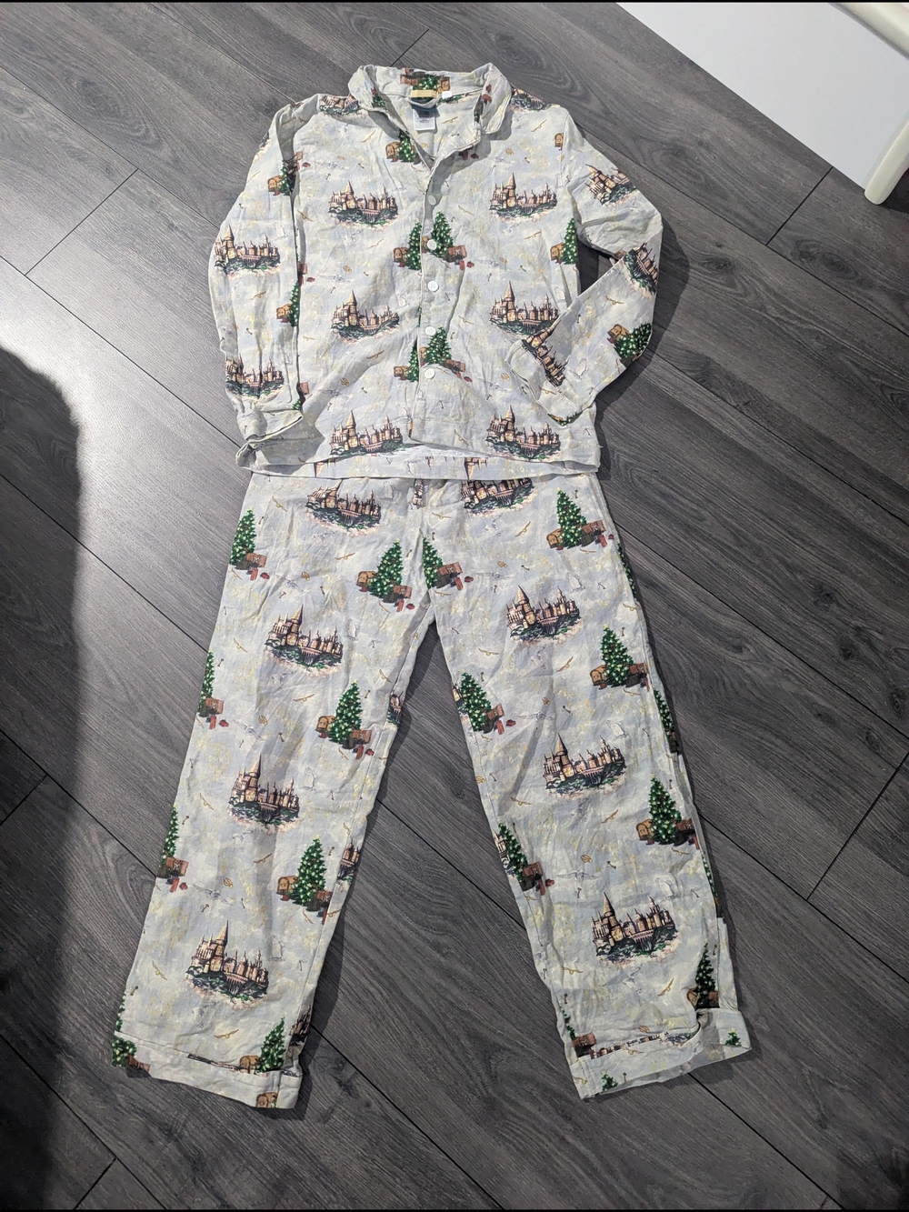 Pottery Barn Teen HTF Print Harry Potter Christmas Pajama Set Organic Cotton